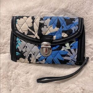Vera Bradley Blue & Black Clutch Wristlet Wallet